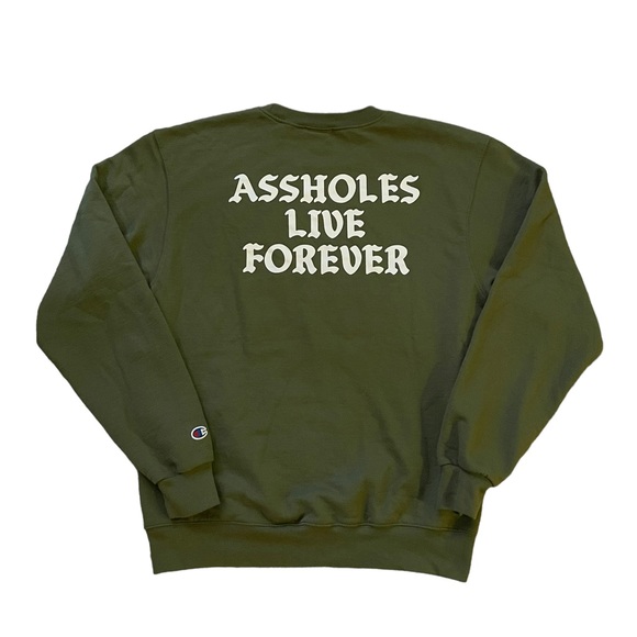 Champion Other - champion x assholes live forever green oversized crewneck sweatshirt sweater